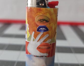 Handmade Collage Bic Lighter, Aesthetic Art Lighter