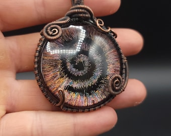 Spiral Out, Wire Wrapped Pendant, Copper Necklace, Handmade Jewelry