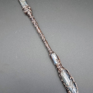 Blue Kyanite Wand: Copper Crystal Altar Ritual Tool