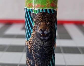 Handmade Collage Bic Lighter: Jaguar Art