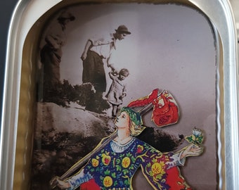 The Fool, Mini Collage, Tin Can Tarot