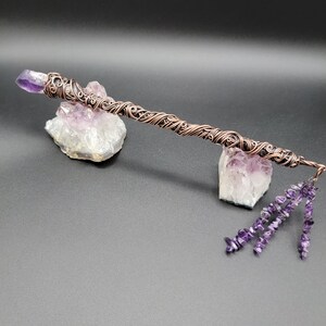 Amethyst Wand, Altar Wand, Ritual tool, Copper and Crystal wand