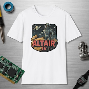 T-shirt robot de film de science-fiction classique Altair IV, chemise robot rétro, t-shirt science-fiction, t-shirt science-fiction vintage, t-shirts graphiques, chemise nerd