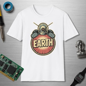 Robot Monster Earth classique film de science-fiction Robot T-shirt, chemise robot rétro, t-shirt science-fiction, t-shirt science-fiction vintage, t-shirts graphiques, chemise nerd