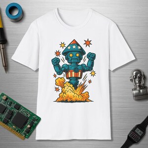 T-shirt robot Rocket Bot, chemise robot rétro, t-shirt science-fiction, t-shirt science-fiction vintage, t-shirts graphiques, chemise nerd
