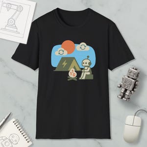 Recharging Zone Graphic Robot Nerd T-Shirt, Retro Robot Shirt, SciFi Tshirt, Vintage Scifi Tshirt, Graphic Shirt