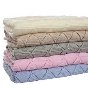 Baby Blanket, Stroller Blanket, Newborn Baby Gift , Soft Breathable Cotton Knit