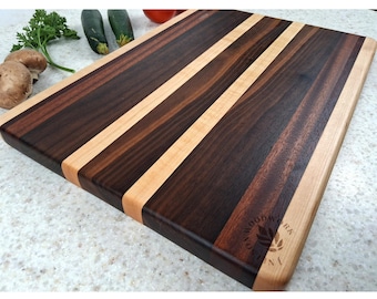 Handcrafted Cutting Board,  Black Walnut, Maple, Sapele, Padauk 15 1/2" x 11 1/2" x 1" chefs, cooks, housewarming, wedding, holidays BD77
