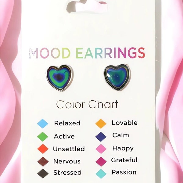 Color Changing Mood Earrings, Mood Stone Earrings, Heart Earrings, Heart Mood Earrings, color changing, opal earrings, novelty earrings love