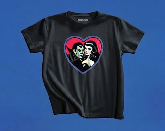Retro Vampires Graphic Tee, Vintage Dracula Tshirt, 90s Style Baby Tee, Halloween Toddler Shirt