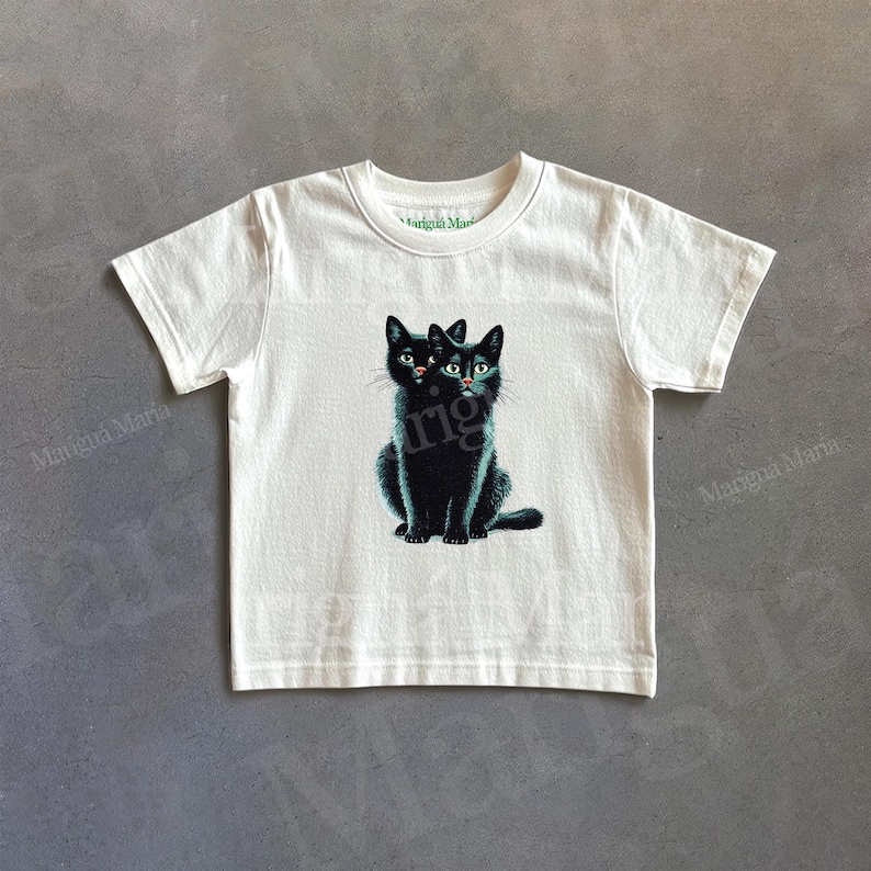 Vintage Black Cat Graphic Tee, Cat Creppy Retro Shirt, 90s Aesthetic Gift, Retro Style Baby Tee, Pet Lover Unisex Tshirt, Cat Lover Shirt image 3