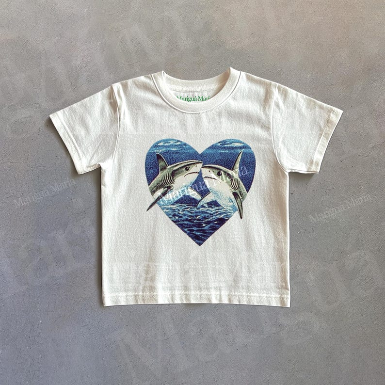 Vintage Shark Graphic Tee, Sea Life Retro Tshirt, Ocean Shirt, Marine Nature Shirt, Funny Shirt, 2000s Clothes, Beach Shirt, Gift For Her image 1