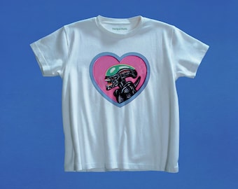Vintage Alien Graphic Tee, Retro Xenomorph Tshirt, 90s Style Baby Tee, Halloween Toddler Shirt