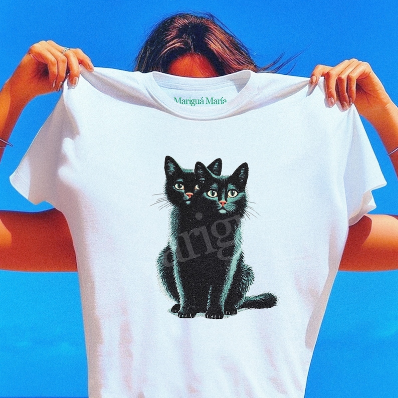 Vintage Black Cat Graphic Tee, Cat Creppy Retro Shirt, 90s Aesthetic Gift, Retro Style Baby Tee, Pet Lover Unisex Tshirt, Cat Lover Shirt image 4