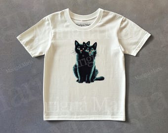 Vintage Black Cat Graphic Tee, Cat Creppy Retro Shirt, 90s Aesthetic Gift, Retro Style Baby Tee, Pet Lover Unisex Tshirt, Cat Lover Shirt