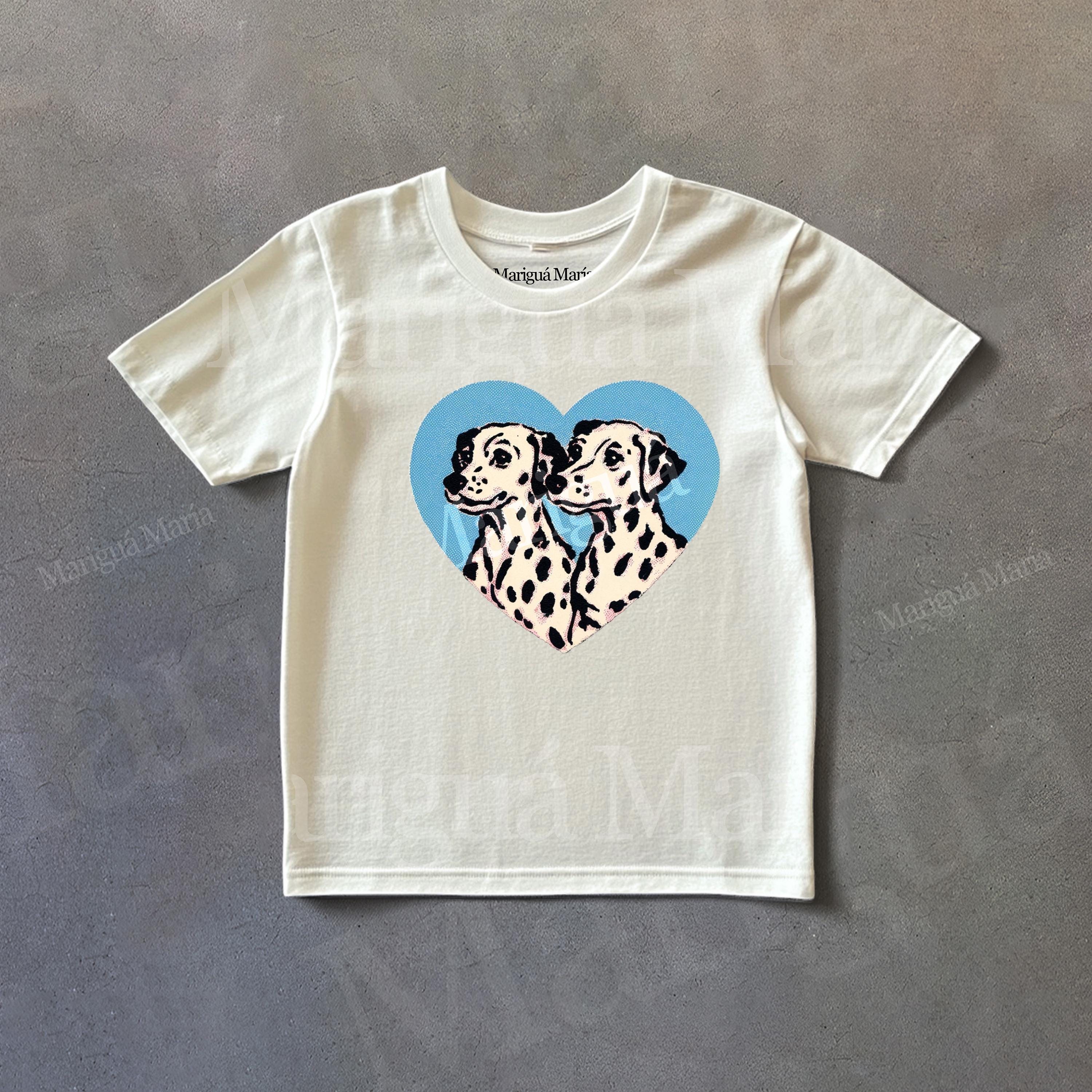 ヴィンテージダルメシアングラフィックTシャツ、レトロドッグTシャツ 