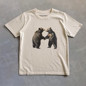 Retro Bear Graphic Tee, Wild Animal Shirt, Forest Animal Cottagecore Tshirt, Vintage Antique Illustration Clothes, Nature Fairycore Shirt