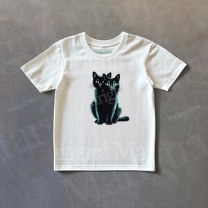 Vintage Black Cat Graphic Tee, Cat Creppy Retro Shirt, 90s Aesthetic Gift, Retro Style Baby Tee, Pet Lover Unisex Tshirt, Cat Lover Shirt image 2