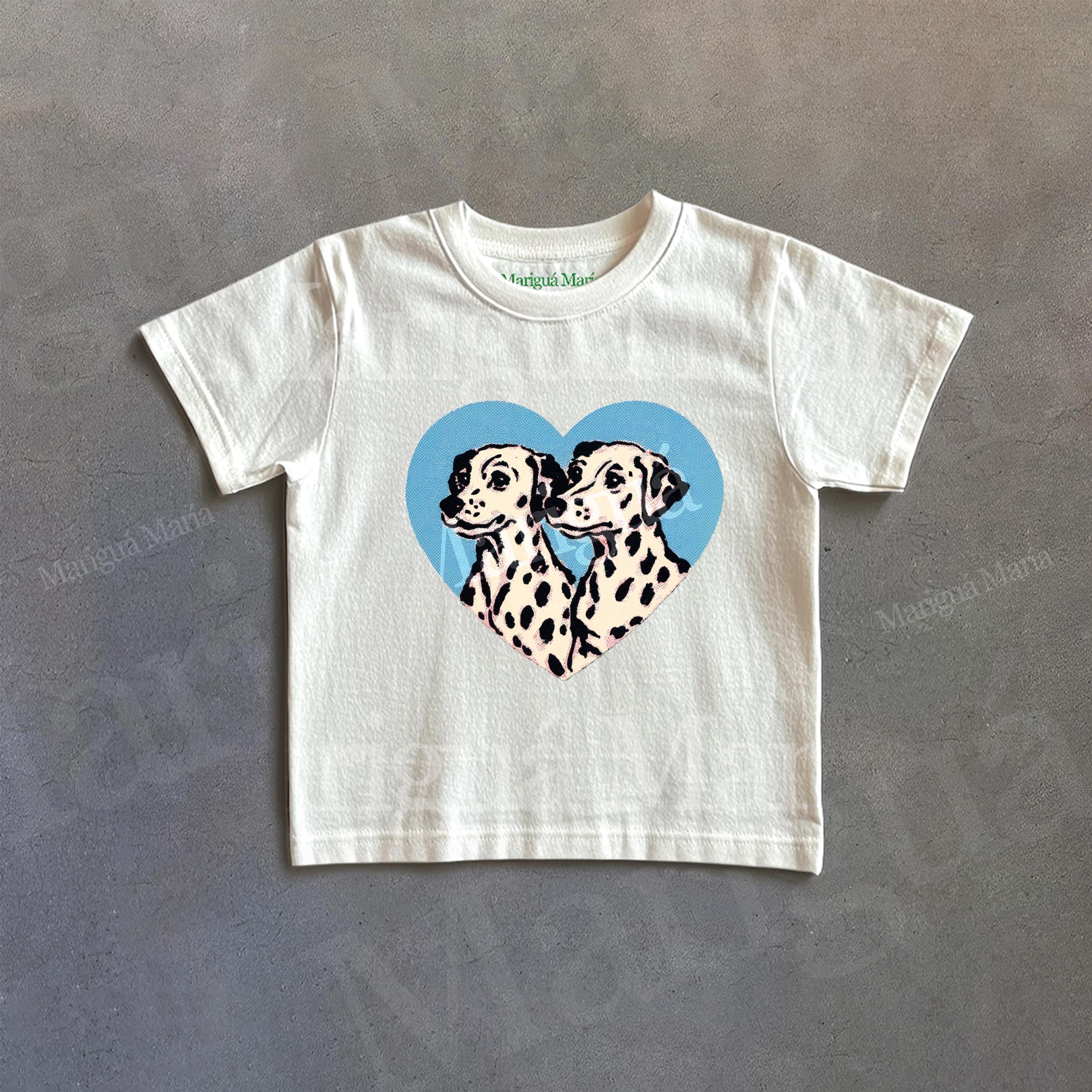 ヴィンテージダルメシアングラフィックTシャツ、レトロドッグTシャツ