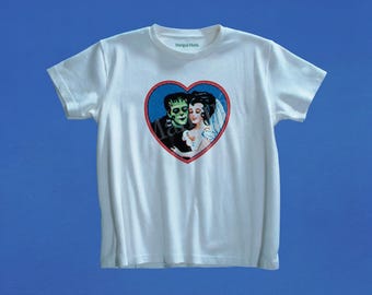 Retro Frankenstein Monster Graphic Tee, Vintage Dark Fantasy Tshirt, 90s Style Baby Tee, Halloween Toddler Shirt