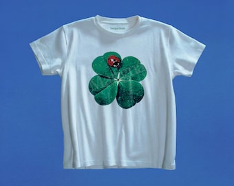 Vintage Ladybug Graphic Tee, Cottagecore Lucky Clover Gift, Botanical Garden Shirt, Entomology Gift, Fairycore 90s Baby Tee, Bug Lover Shirt