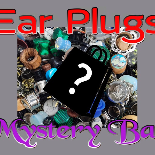 Plugs Mystery Bag Of 5 ------- Sizes 5mm - 25mm ------- Lucky Bag Mixed Material Gauge Jewellery Stretchers Spikes