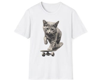 Cat on Skateboard -  Cool Cat - Skater Cat -  T-shirt