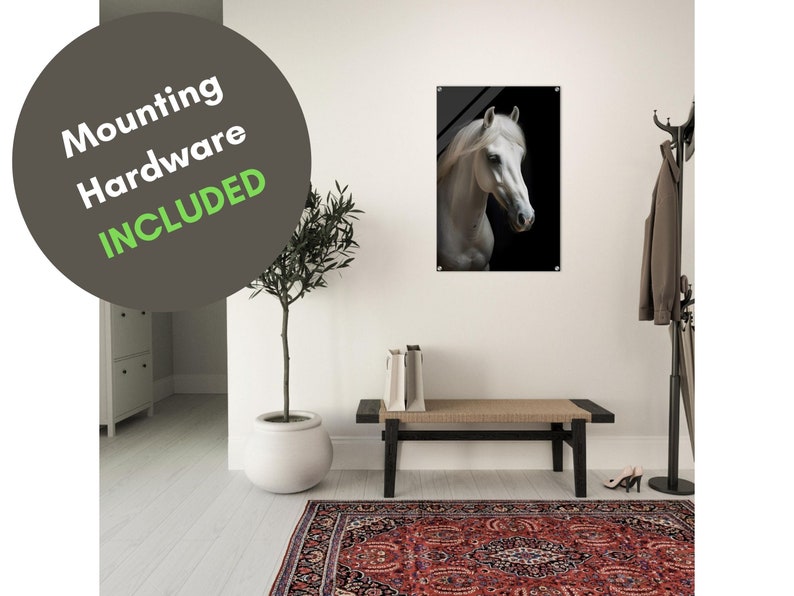White Horse Wall Art Modern Style Acrylic Glass Print Etsy