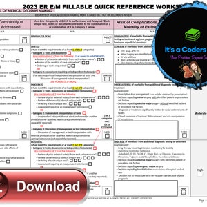 AMA 2023 FILLABLE PDF Emergency Room E/M Audit Tool. Improve Data Input ...