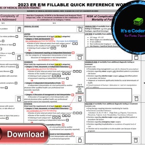 AMA&#39;S 2023 (9 Pages) Fillable E/M MDM Guide Printable PDF Portfolio Download