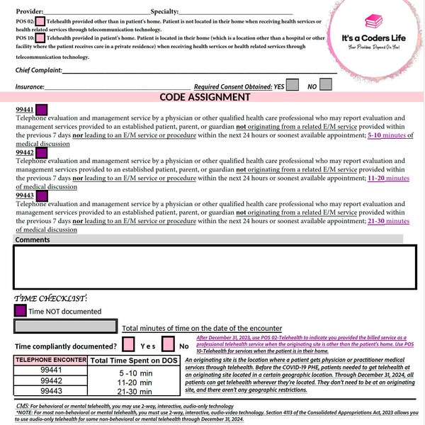 AMA 2023 FILLABLE PDF Inpatient or Observation Consultations E/M Audit ...