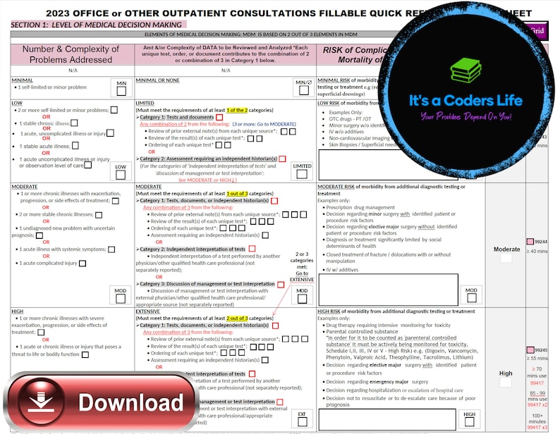 AMA 2023 FILLABLE PDF Office or Other Outpatient Consultations E/M ...