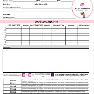 AMA 2023 FILLABLE PDF Emergency Room E/M Audit Tool. Improve - Etsy