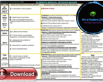AMA 2023 Guidelines Outpatient MDM Table worksheet Updated in 2023 (Template) Grid (Printable Digital Copy)