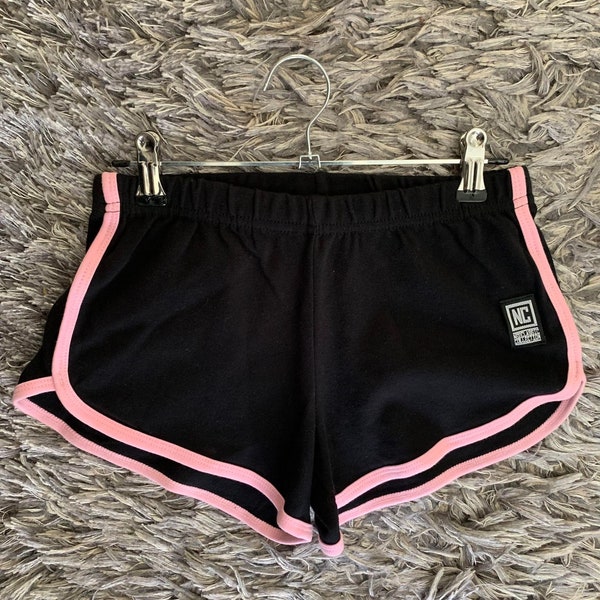 Mini short été shorty court noir finitions coutures roses femme coton taille S chill sport