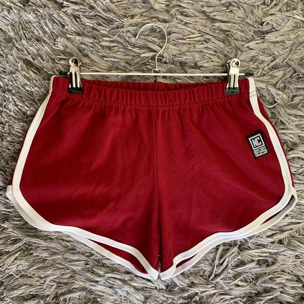 Mini short été shorty court rouge finitions coutures blanches femme coton taille M chill sport