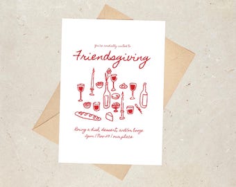 Bewerkbare Friendsgiving-uitnodiging | Sjabloon Thanksgiving-etentje | Klaar voor canvas
