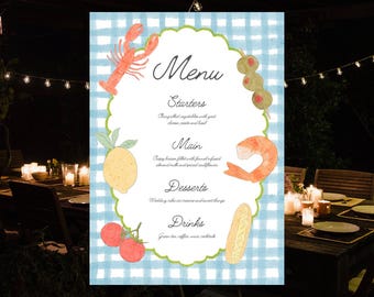 Summer Dinner Party Invitation Template: Editable Hand-Drawn Design (Digital Download)