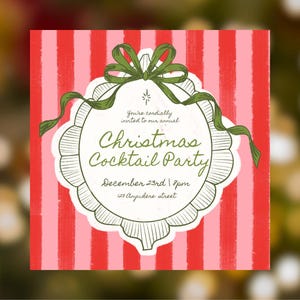 Vintage Christmas Cocktail Invitation | Editable Template | Festive Mixology Design