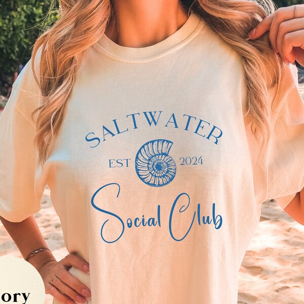 Saltwater Social Club Shirt, Beach Club T-Shirt, Family Vacation Tee, Comfort Colors Shirt, Oversized Trendy, Preppy Clothes, Vacation Shirt