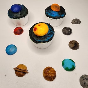 Sonnensystem Cupcake Topper: Fondant Weltraum Geburtstagsparty Dekoration