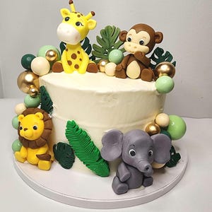 Safari Animal Fondant Cake Toppers: Baby Shower Jungle Decorations