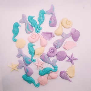 Mermaid Seashell Cupcake Toppers: Under the Sea Fondant Party Decorations