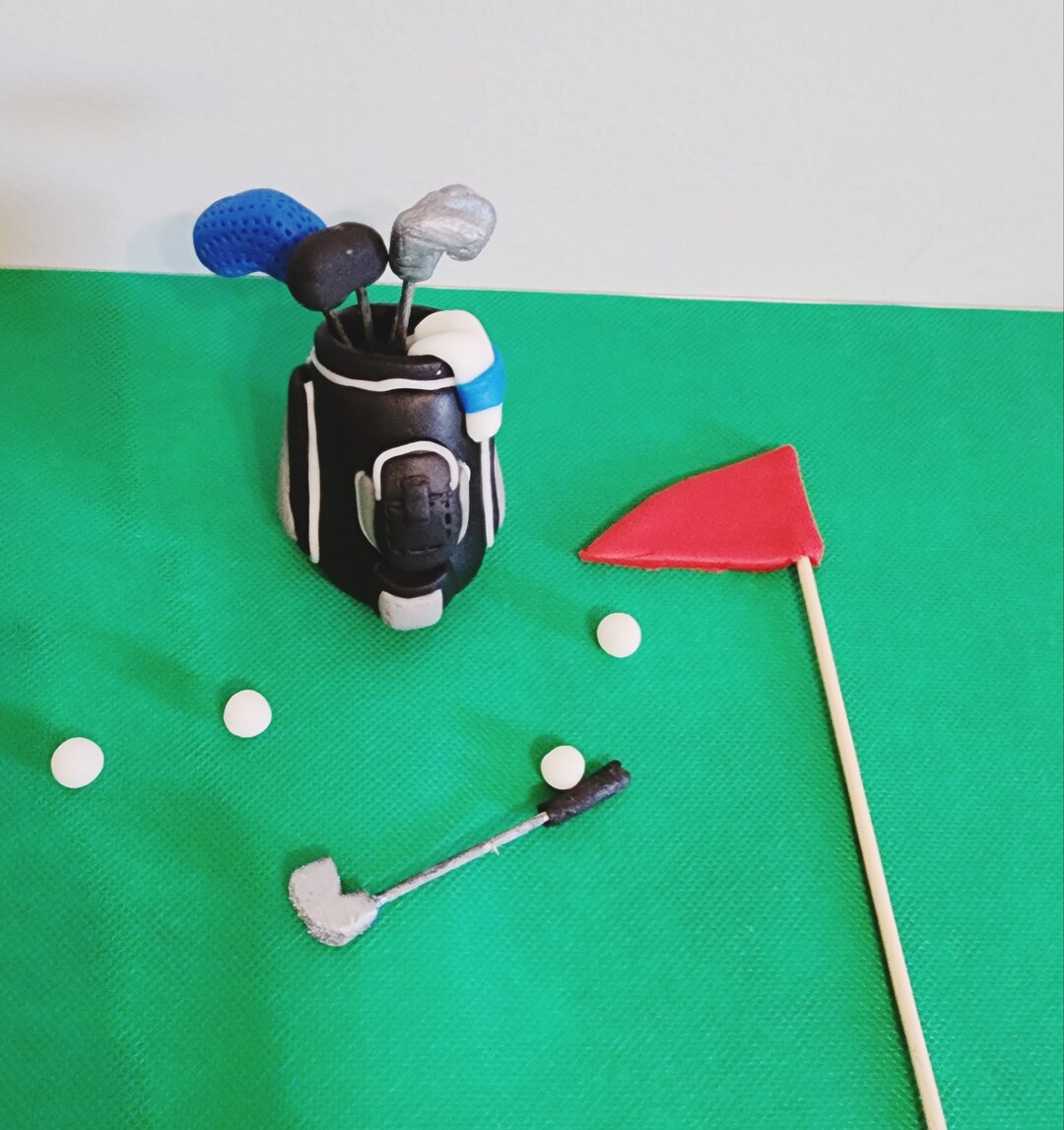 Golf Fondant Cake Topper Golf Bag Set Edible Golf Cake Etsy