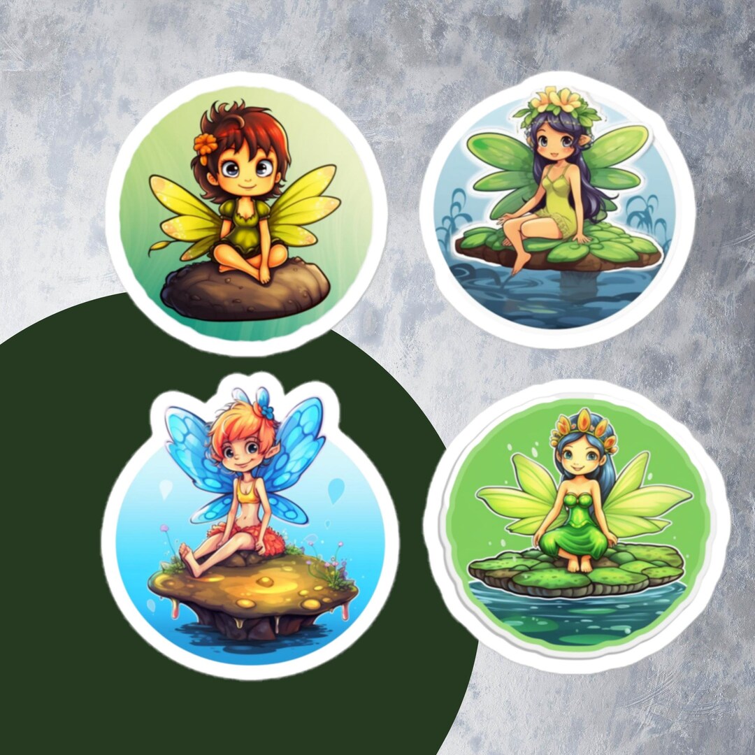 Cute Fairy Stickers Water Fairy Sticker Green Fantasy - Etsy
