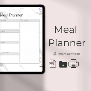 Codzienny plan posiłków z listą zakupów do wydrukowania, 7-dniowy plan menu, planer żywności, zdrowie i fitness 8x11,5 cala