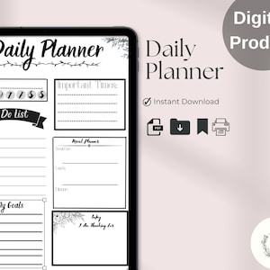 Printable Digital Planner, GoodNotes Planner, iPad Planner, Daily Planner, Notability Planner, Android Planner daily digital planner minimal