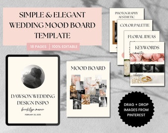 ROSE bruiloft Mood Board sjabloon, bruiloft ontwerpgids, bruiloft ontwerp Mood Board, bruiloft sjablonen Canva, Wedding Planner digitaal