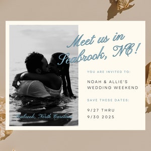ALLIE Save The Date レトロ ポストカード Canva テンプレート、Save The Date テンプレート 写真、Save The Date ウェディング、Save The Date デジタル、Save The Date