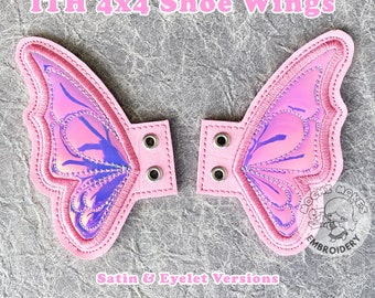 Butterfly Fairy Fantasy ITH In the Hoop Shoe Wing DIY Kid Craft Embroidery Pattern Princess Magic Boot Accessory Cosplay Costume Applique